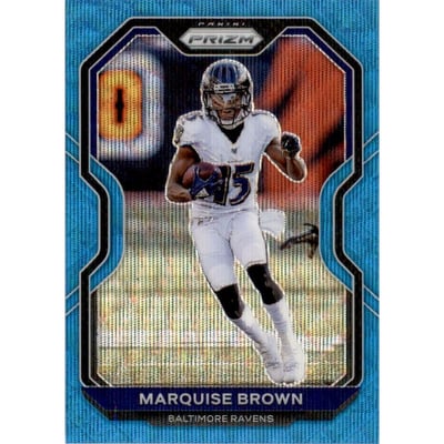 2020 Panini Prizm Prizms Blue Wave #38 Marquise Brown