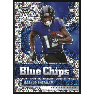 2021 Panini Mosaic Blue Chips No Huddle Silver #9 Rashod Bateman