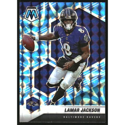 2021 Panini Mosaic Mosaic Reactive Blue #19 Lamar Jackson