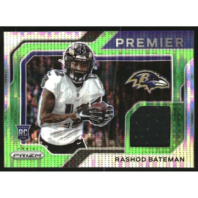 2021 Panini Prizm Premier Jerseys Neon Green Pulsar #10 Rashod Bateman