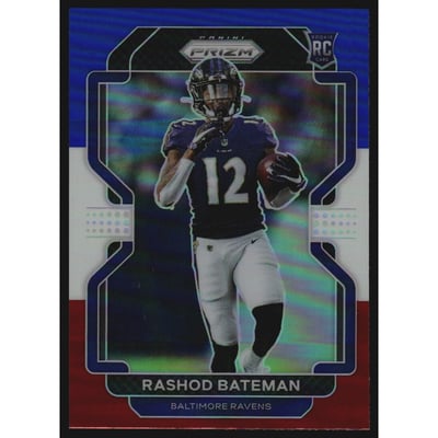 2021 Panini Prizm Prizms Red White and Blue #340 Rashod Bateman