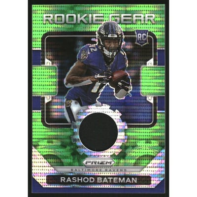 2021 Panini Prizm Rookie Gear Neon Green Pulsar #10 Rashod Bateman