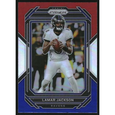 2022 Panini Prizm Prizms Red White and Blue #19 Lamar Jackson
