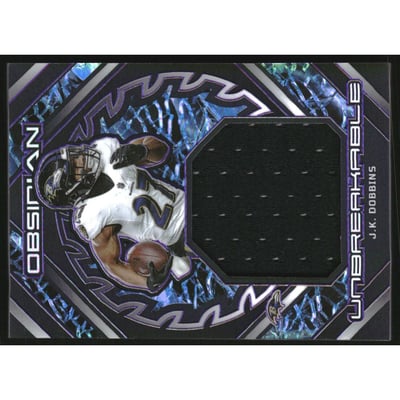 2023 Panini Obsidian Unbreakable Memorabilia Electric Etch Purple #18 J.K. Dobbins