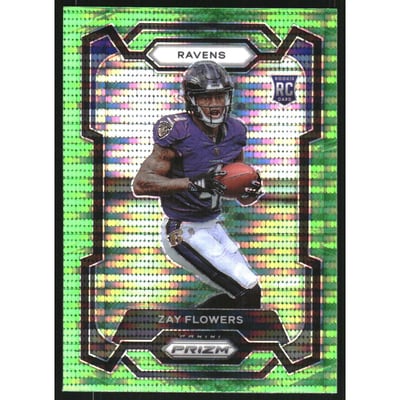 2023 Panini Prizm Prizms Neon Green Pulsar #307 Zay Flowers