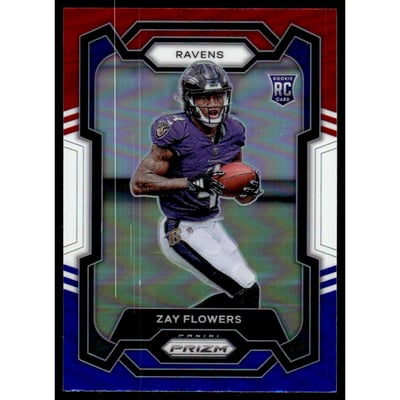 2023 Panini Prizm Prizms Red White and Blue #307 Zay Flowers