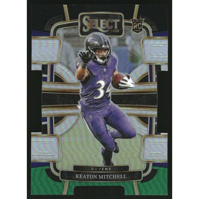 2023 Select Prizm Black and Green Die Cut #10 Keaton Mitchell
