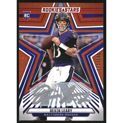 2024 Rookies and Stars Signatures Orange #127 Devin Leary