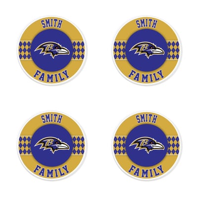 Baltimore Ravens 4" Personalized Circular Coasters 4-Pack Set