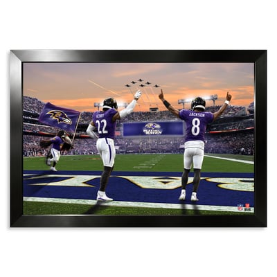 Baltimore Ravens Derrick Henry & Lamar Jackson 27" x 39" Two-Player Framed Print