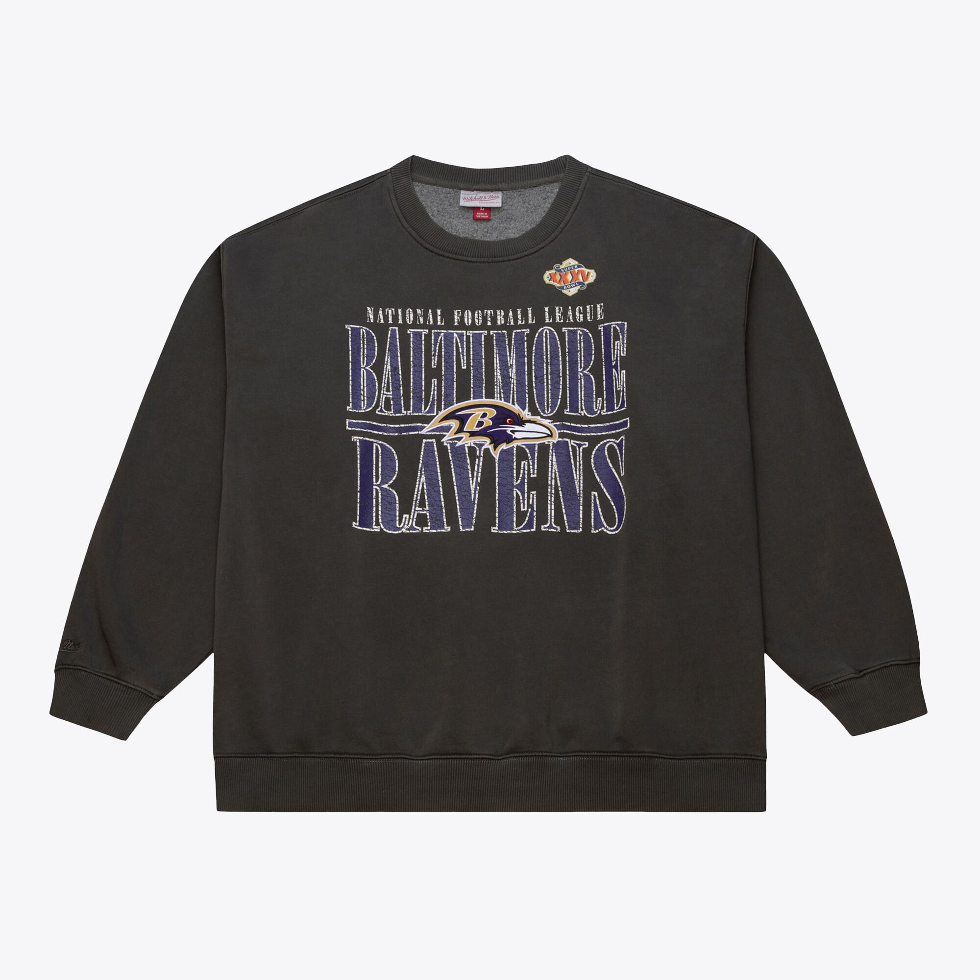 Baltimore Ravens Mitchell & Ness Downtown Fleece Crew - Black - Mens