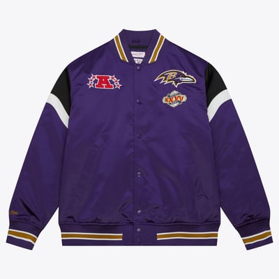Baltimore Ravens Mitchell & Ness Heavyweight Satin Jacket - Purple - Mens