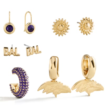 BaubleBar Baltimore Ravens Mixed Earring Set
