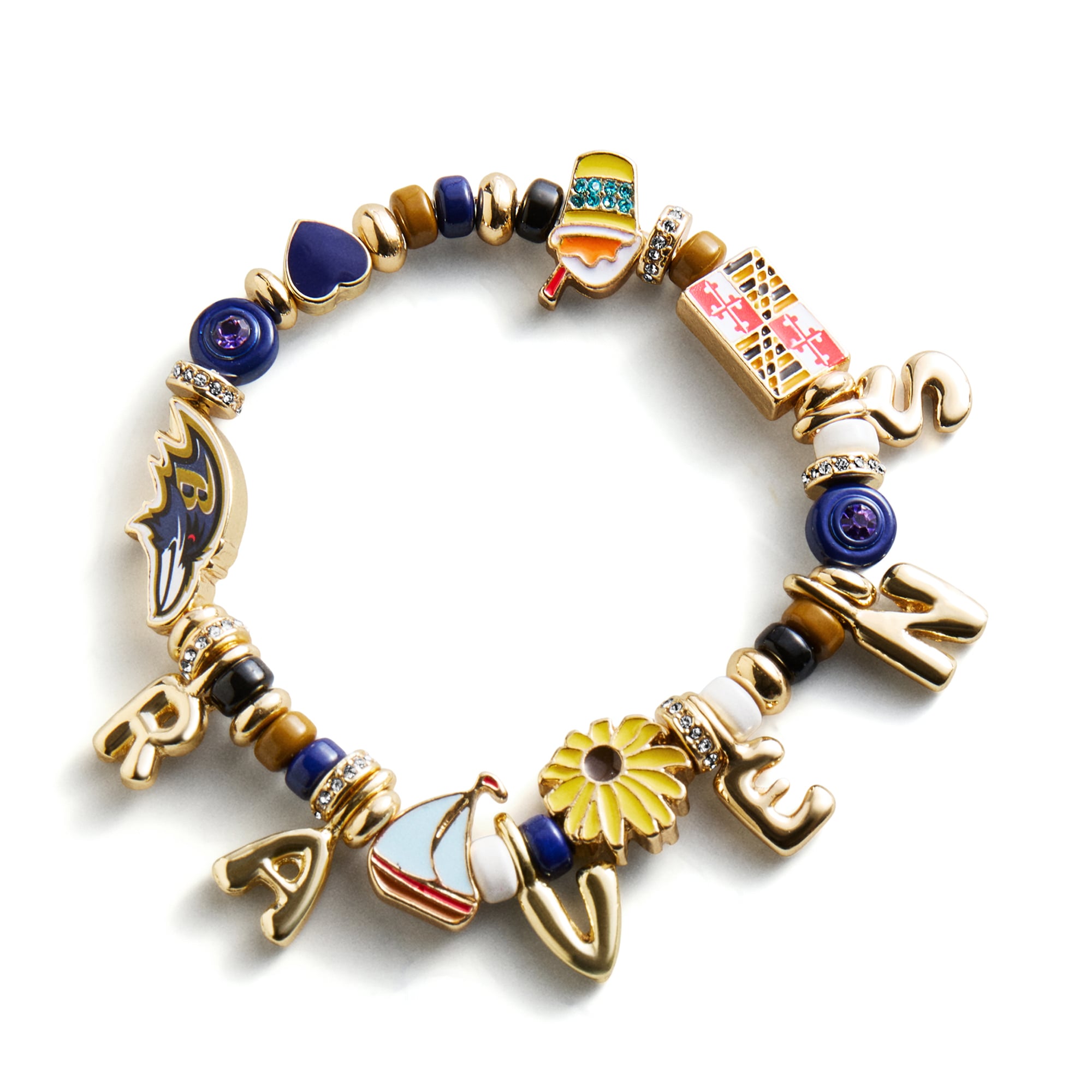 BaubleBar Baltimore Ravens Motif Beaded Bracelet