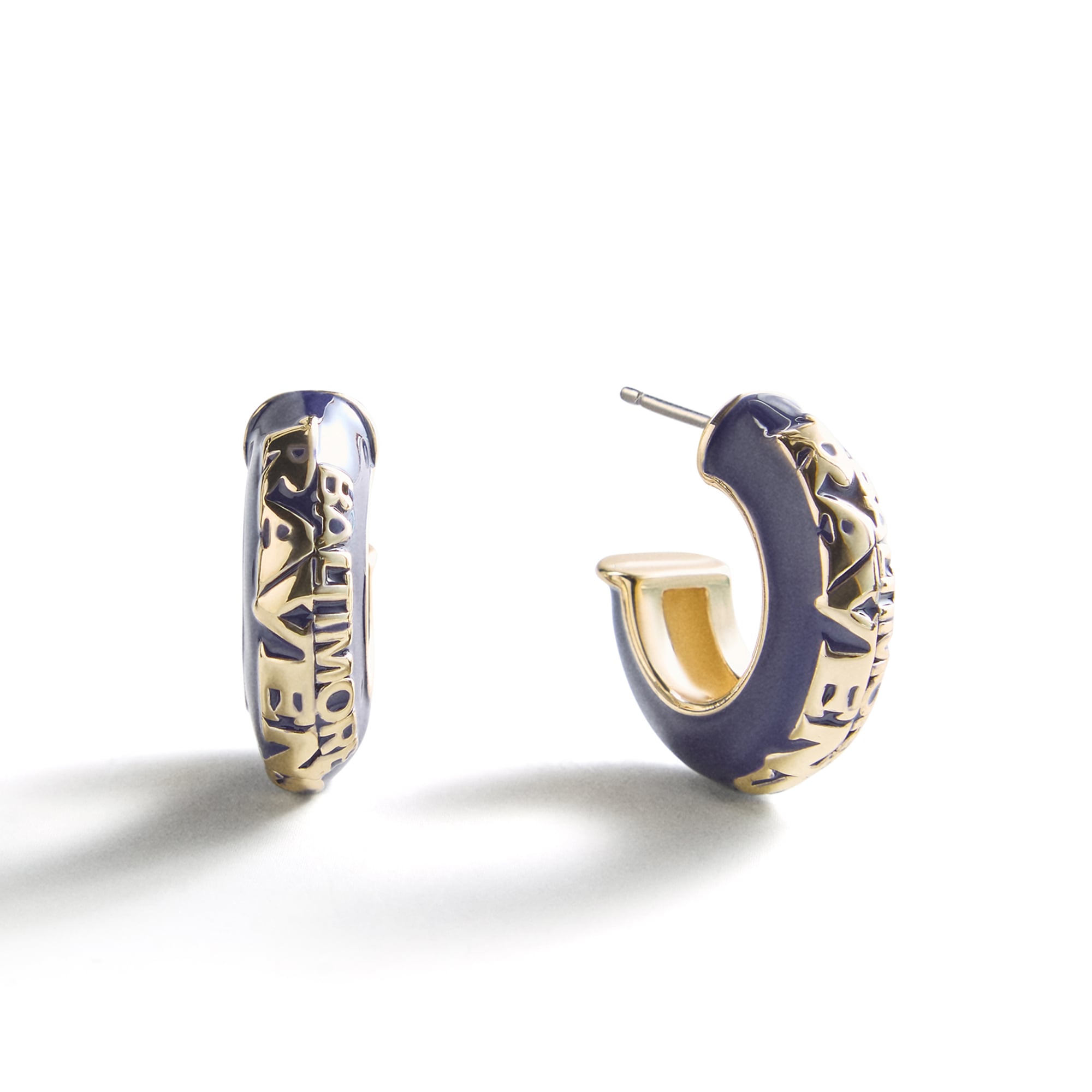Boucles d'oreilles créoles en émail gonflé BaubleBar Baltimore Ravens