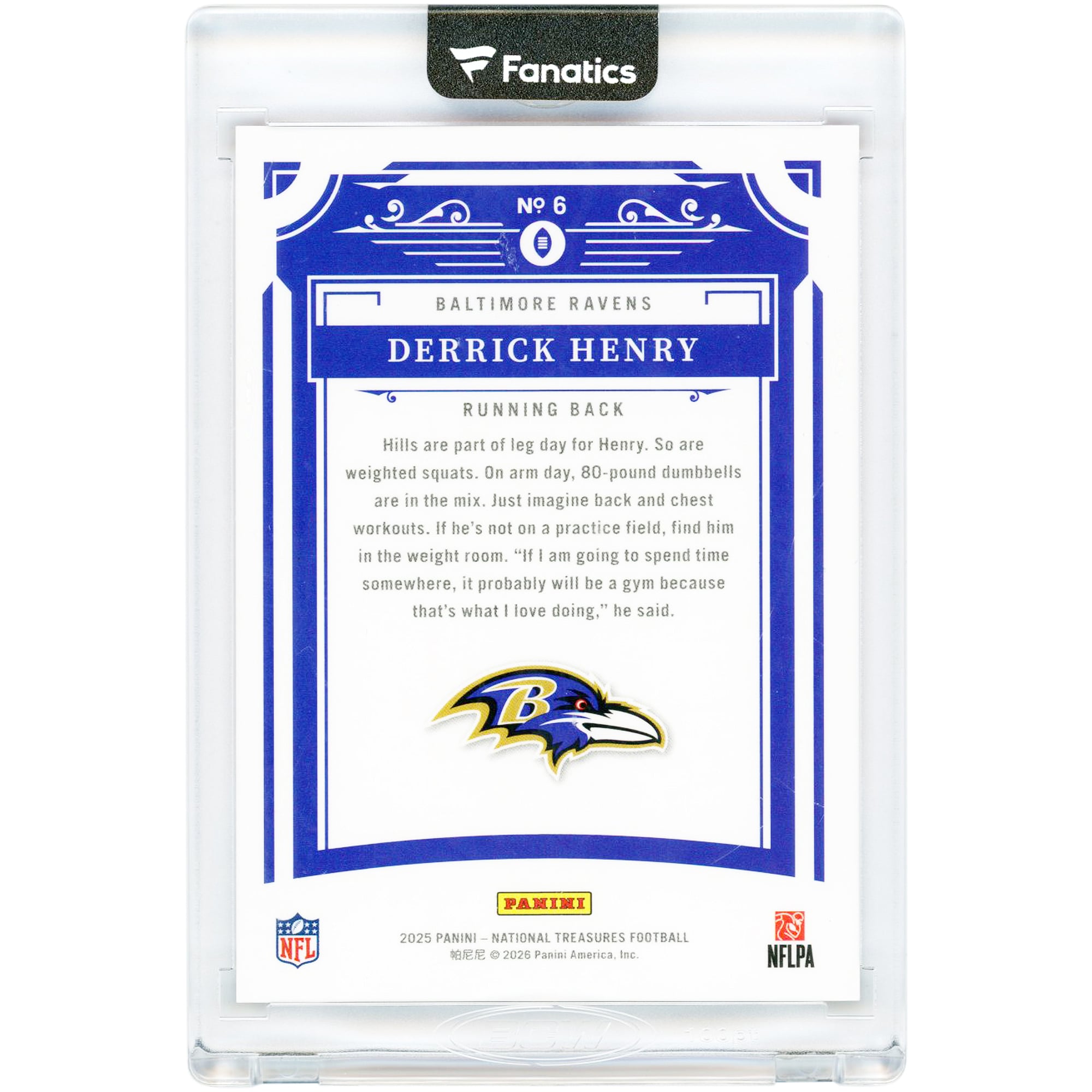 Carte Derrick Henry Baltimore Ravens 2025 Panini National Treasures Stars & Stripes n° 6 (6/13)