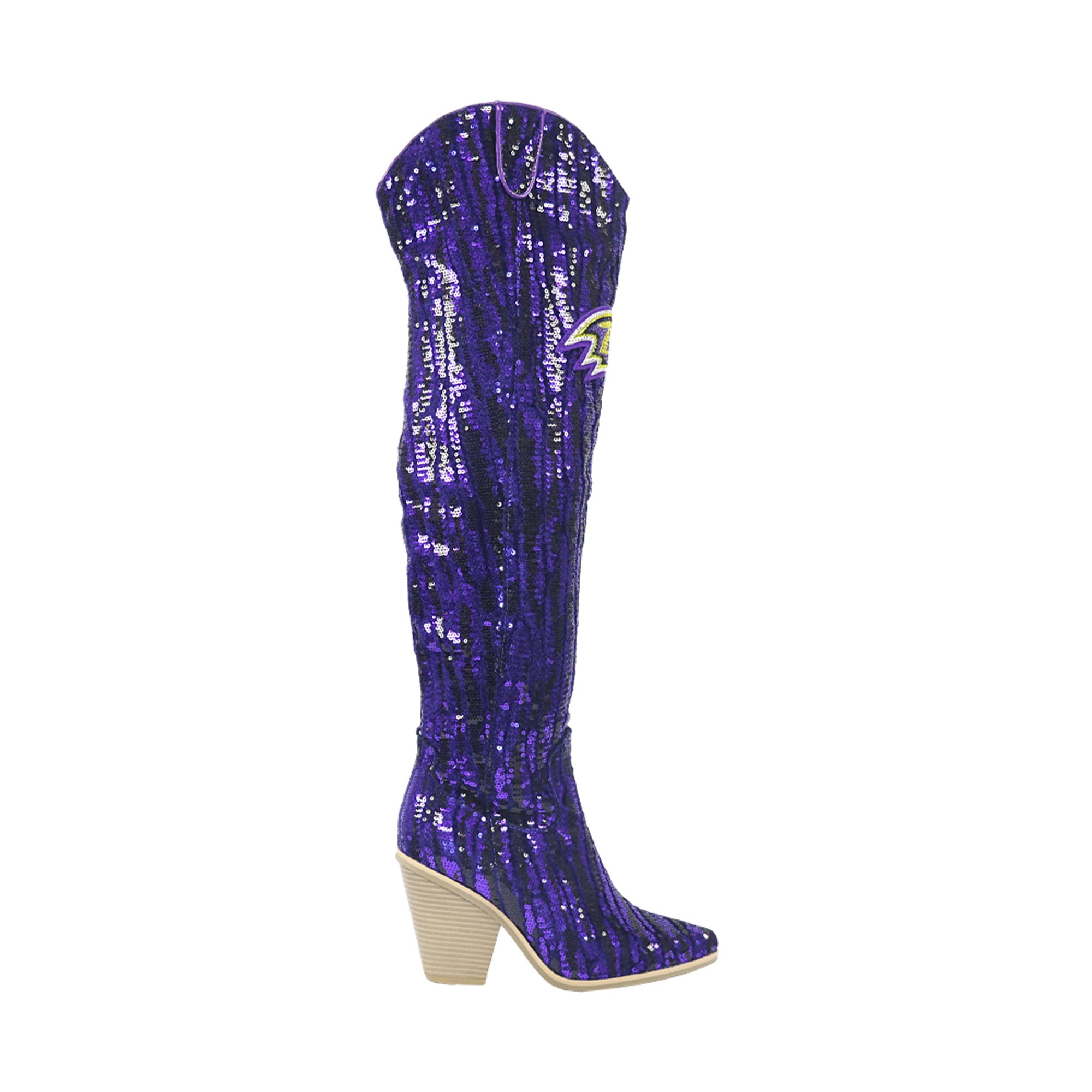 FABGATING by Cuce  Baltimore Ravens Over-the-Knee Two-Tone Sequin Boots