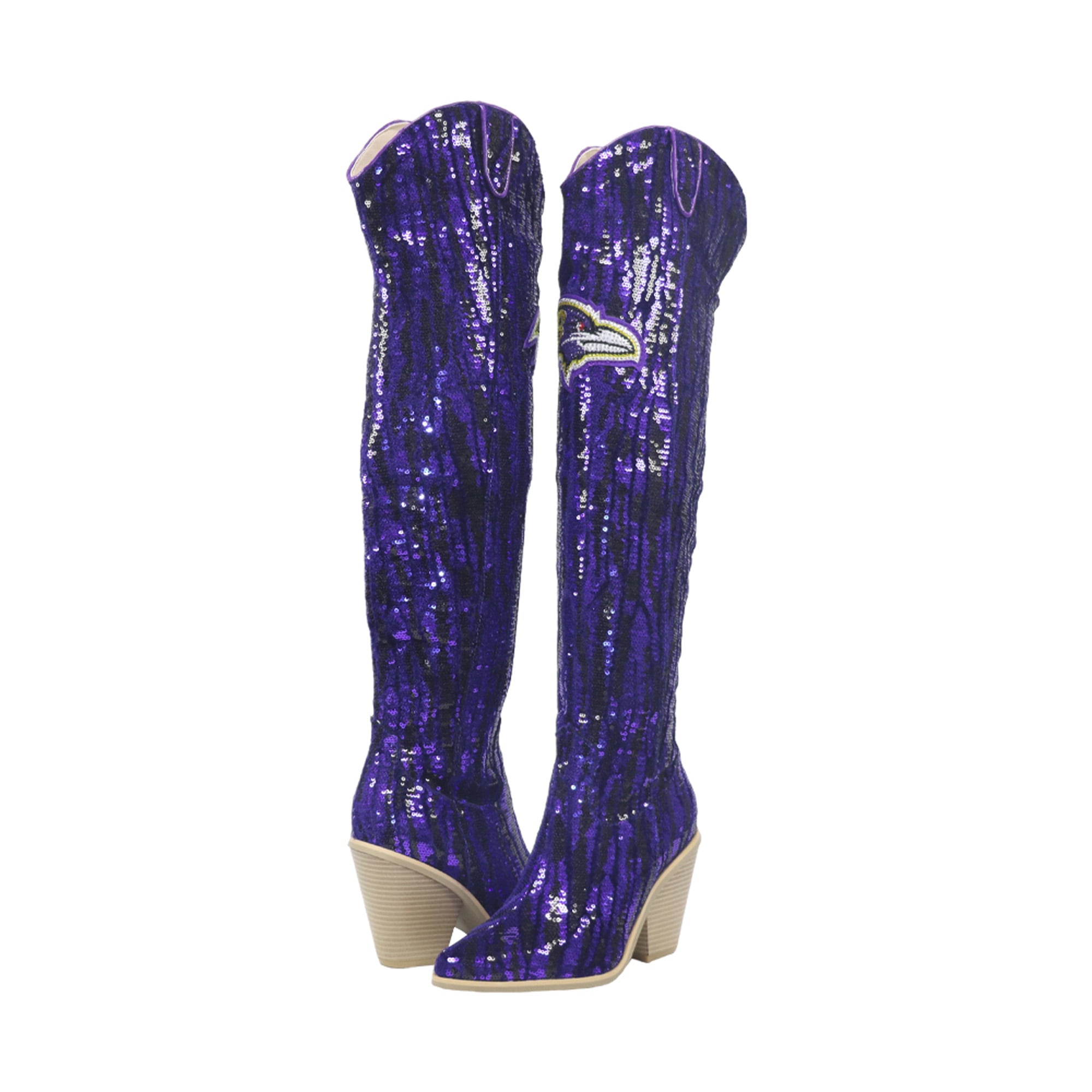 FABGATING by Cuce  Baltimore Ravens Over-the-Knee Two-Tone Sequin Boots