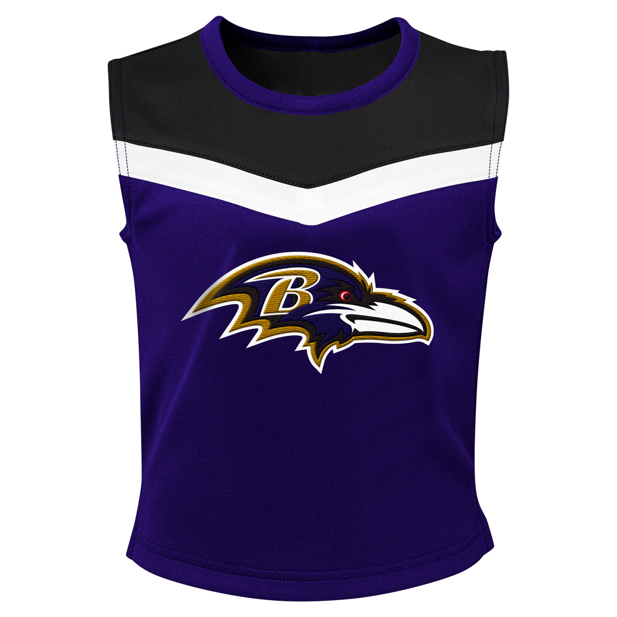 Ensemble deux pièces violet de pom-pom girl des Ravens Baltimore pour petites filles d'âge préscolaire, avec bloomer