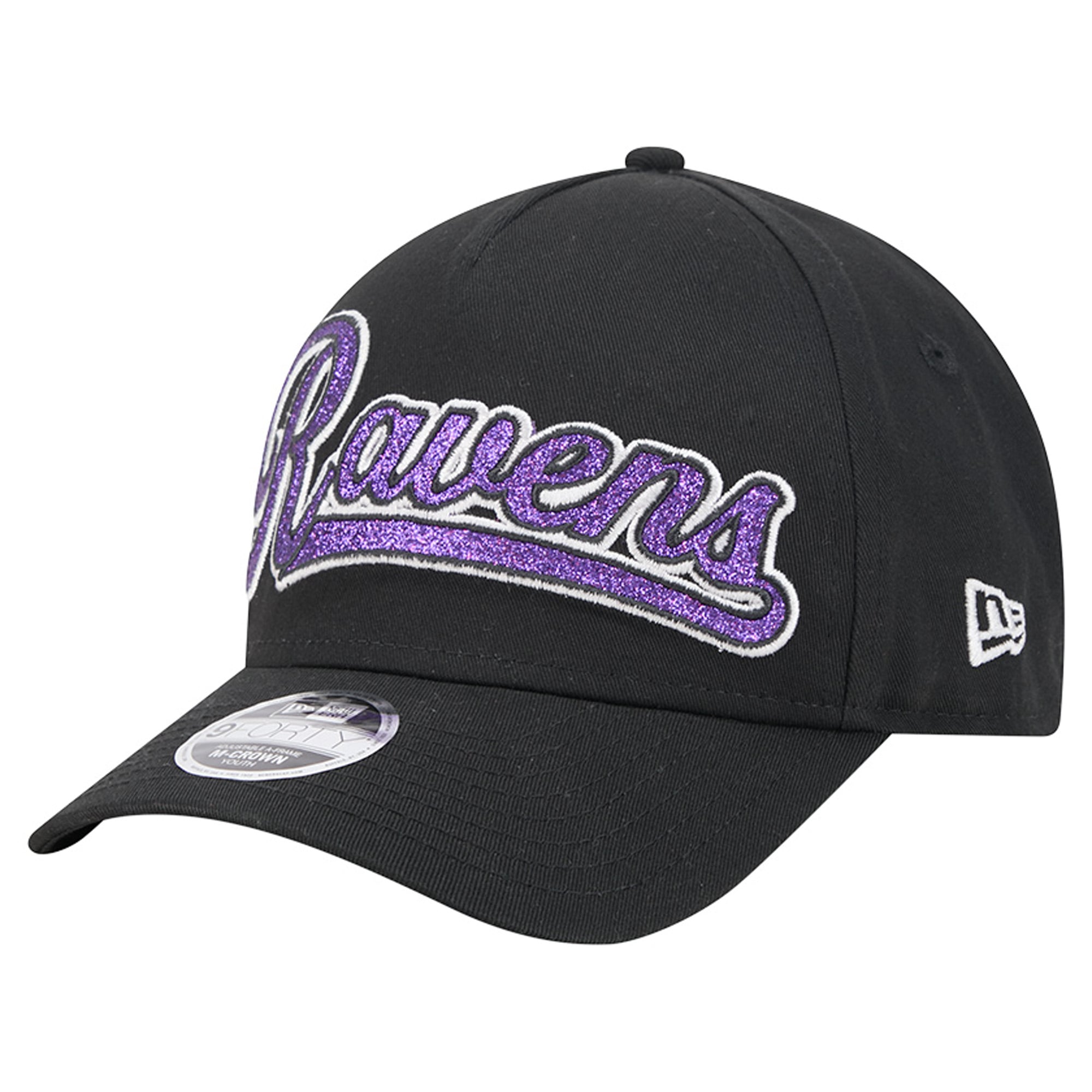 Casquette ajustable New Era 9FORTY noire Baltimore Ravens Glitz pour filles