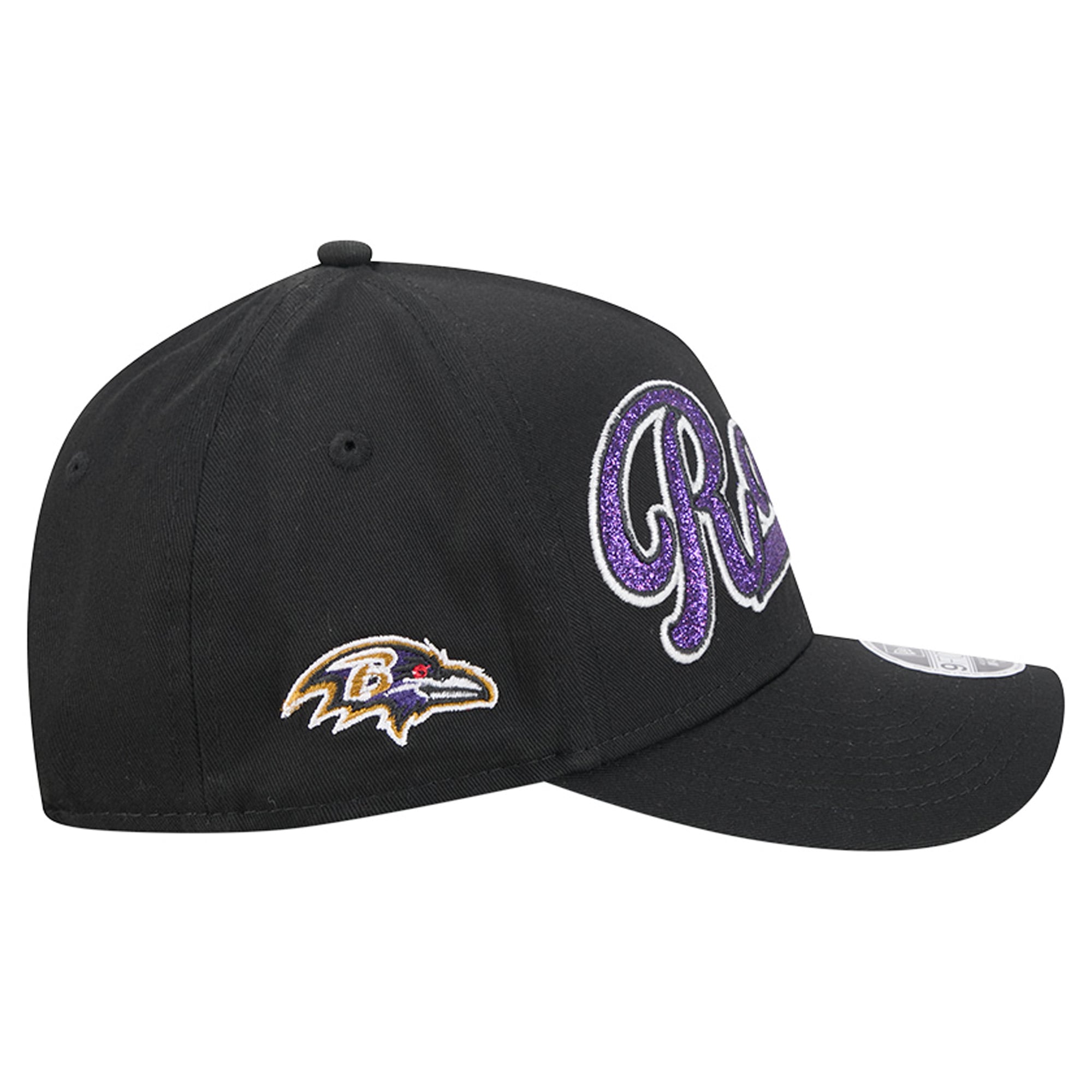 Casquette ajustable New Era 9FORTY noire Baltimore Ravens Glitz pour filles