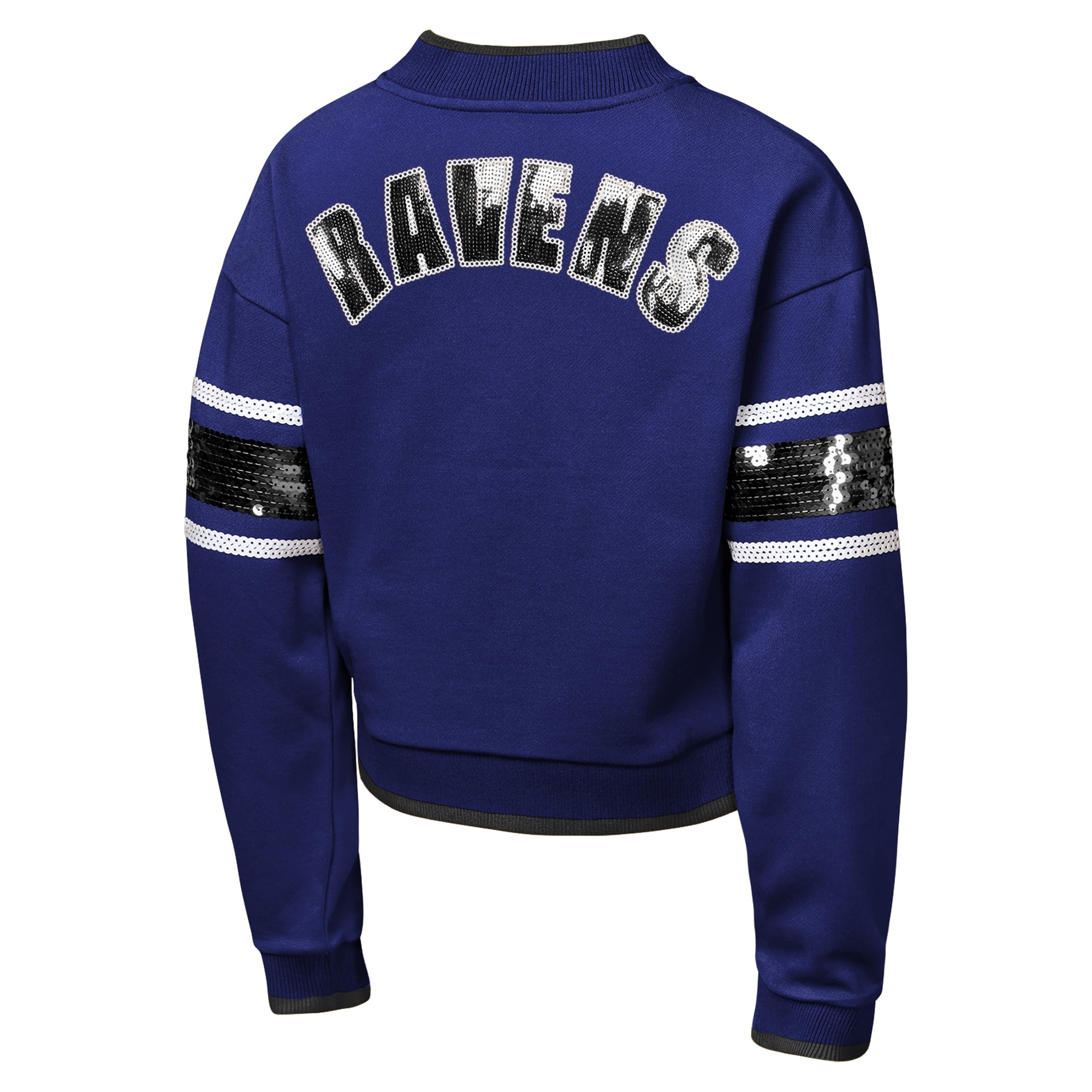 Girls Youth Outerstuff Purple Baltimore Ravens MVP Full-Zip Sequin Bomber Jacket
