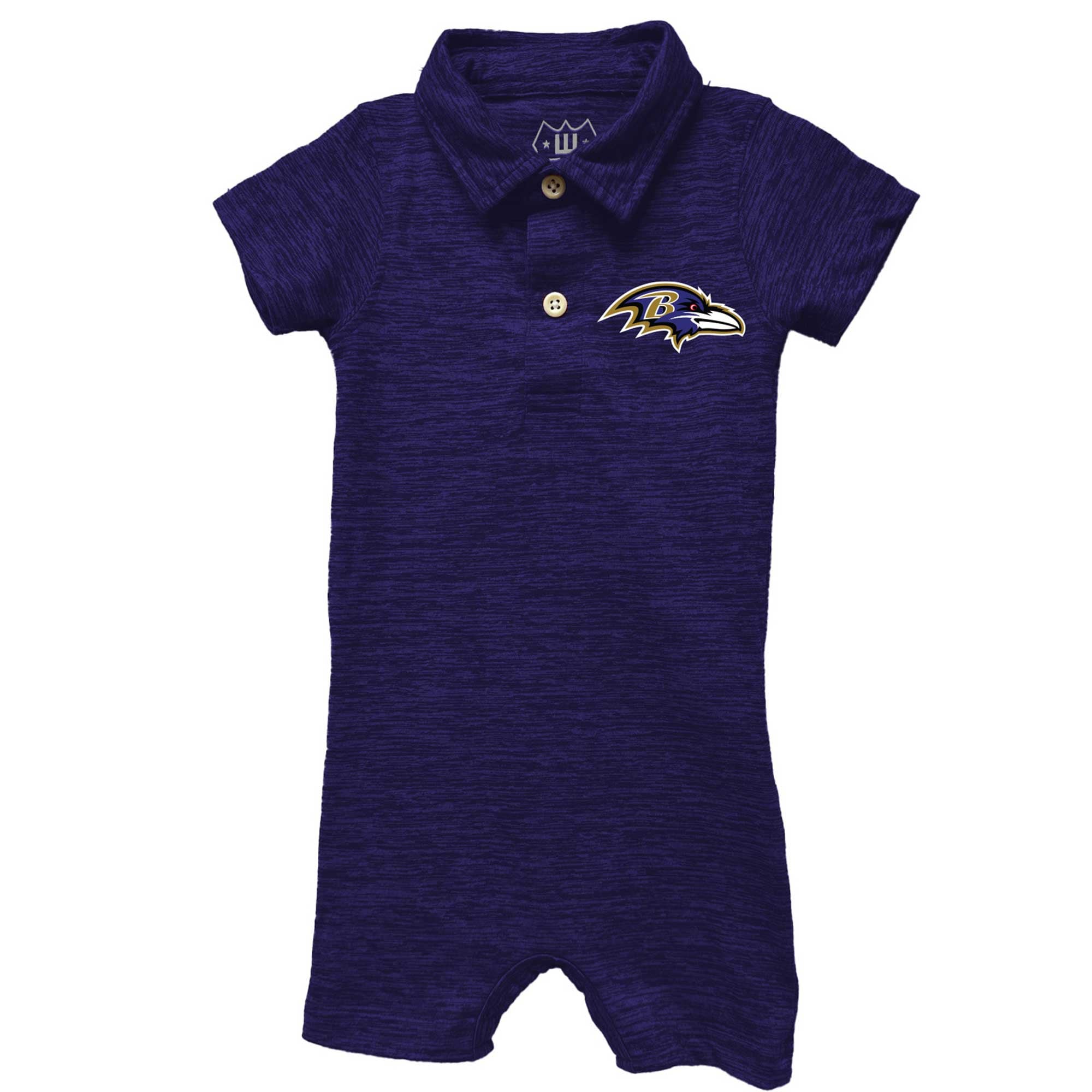 Combinaison courte pour bébé Wes & Willy violette Baltimore Ravens, style polo, en fil nuageux