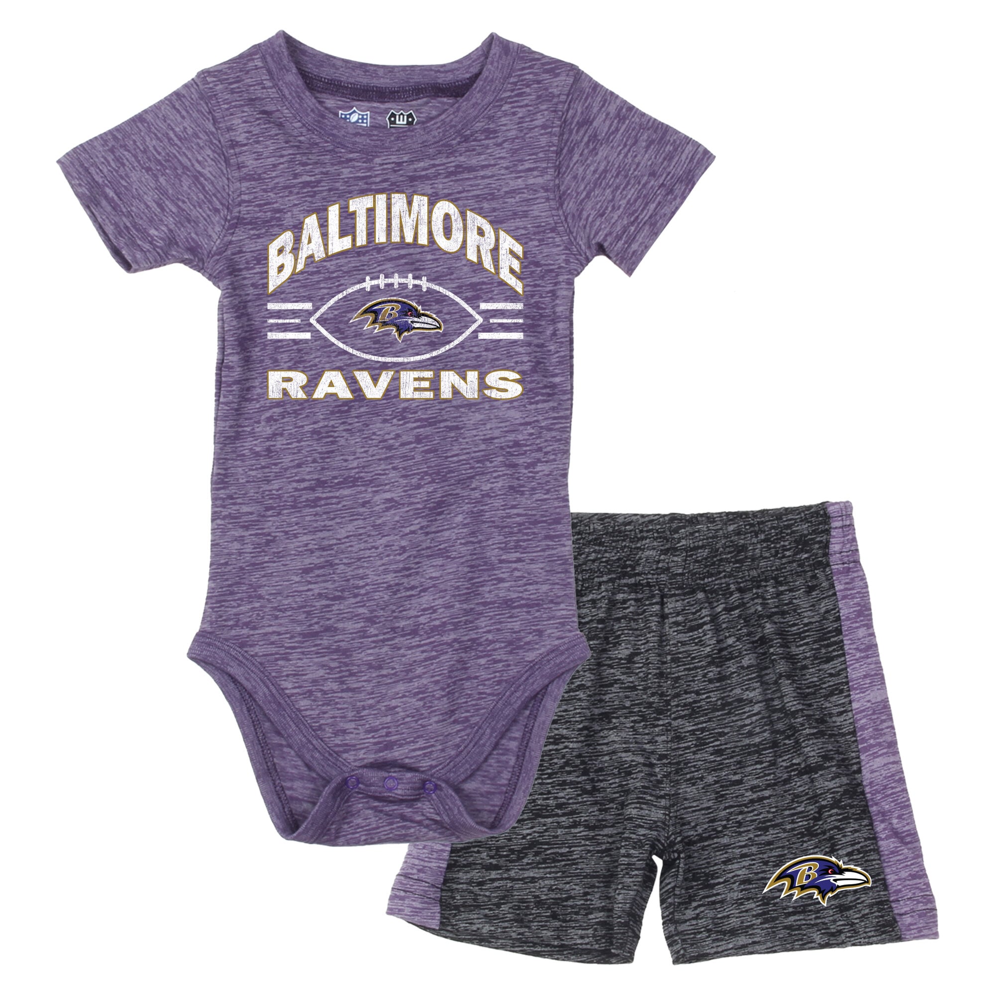Ensemble body et short pour bébé Wes & Willy violet/noir Baltimore Ravens Cloudy Yard Hopper
