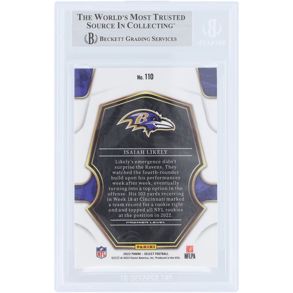 Maillot Baltimore Ravens Signé Isaiah Likely - Authentifié Beckett - Pièce Unique