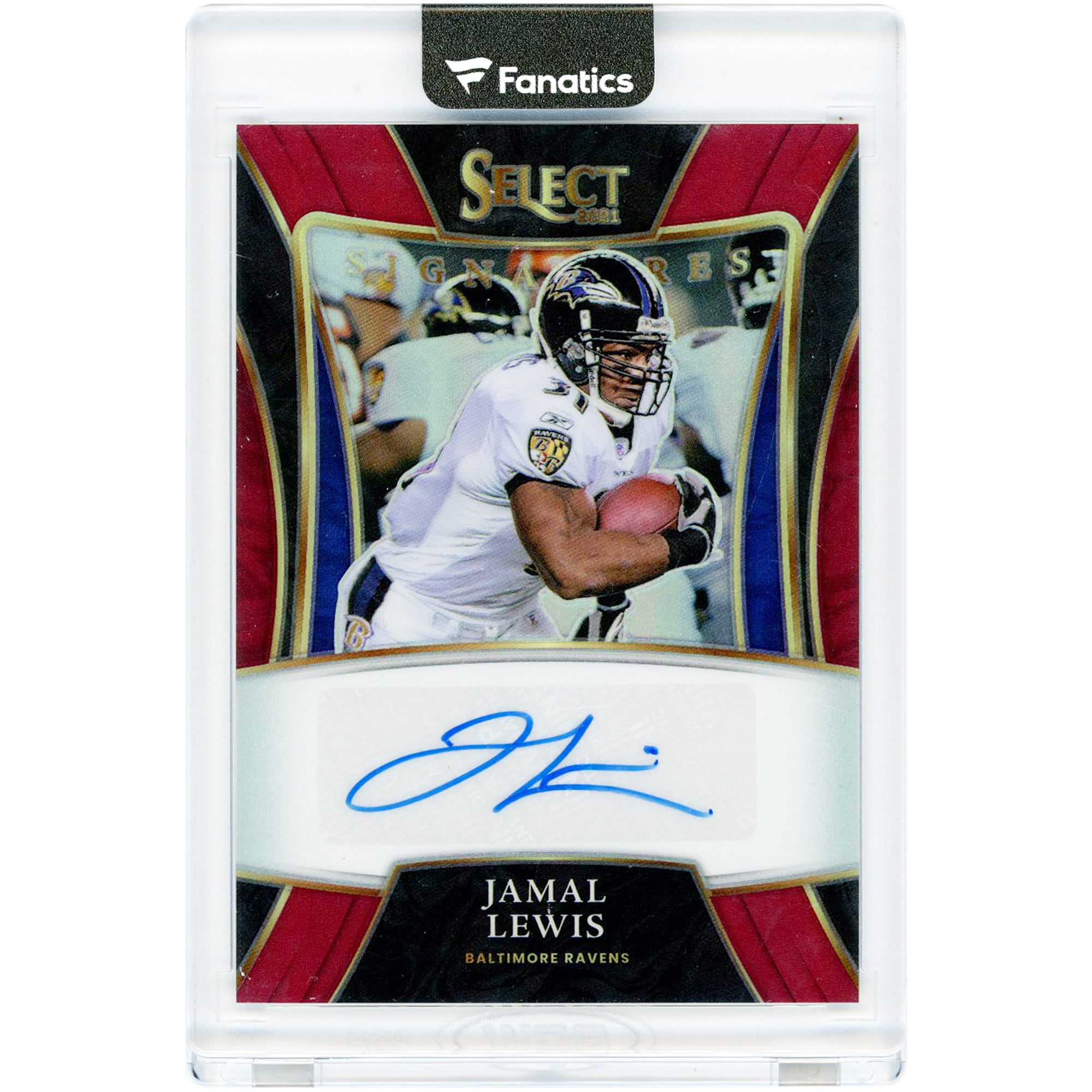 Jamal Lewis Baltimore Ravens Autographed 2021 Panini Select Maroon Prizm #SSP-JLE #28/75 Card