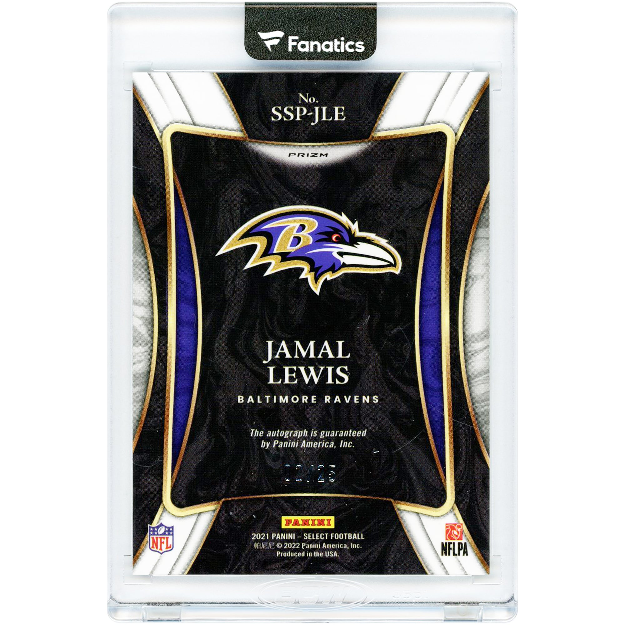Jamal Lewis Baltimore Ravens Autographed 2021 Panini Select Tie-Dye Prizm Signatures #SSP-JLE #2/25 Card
