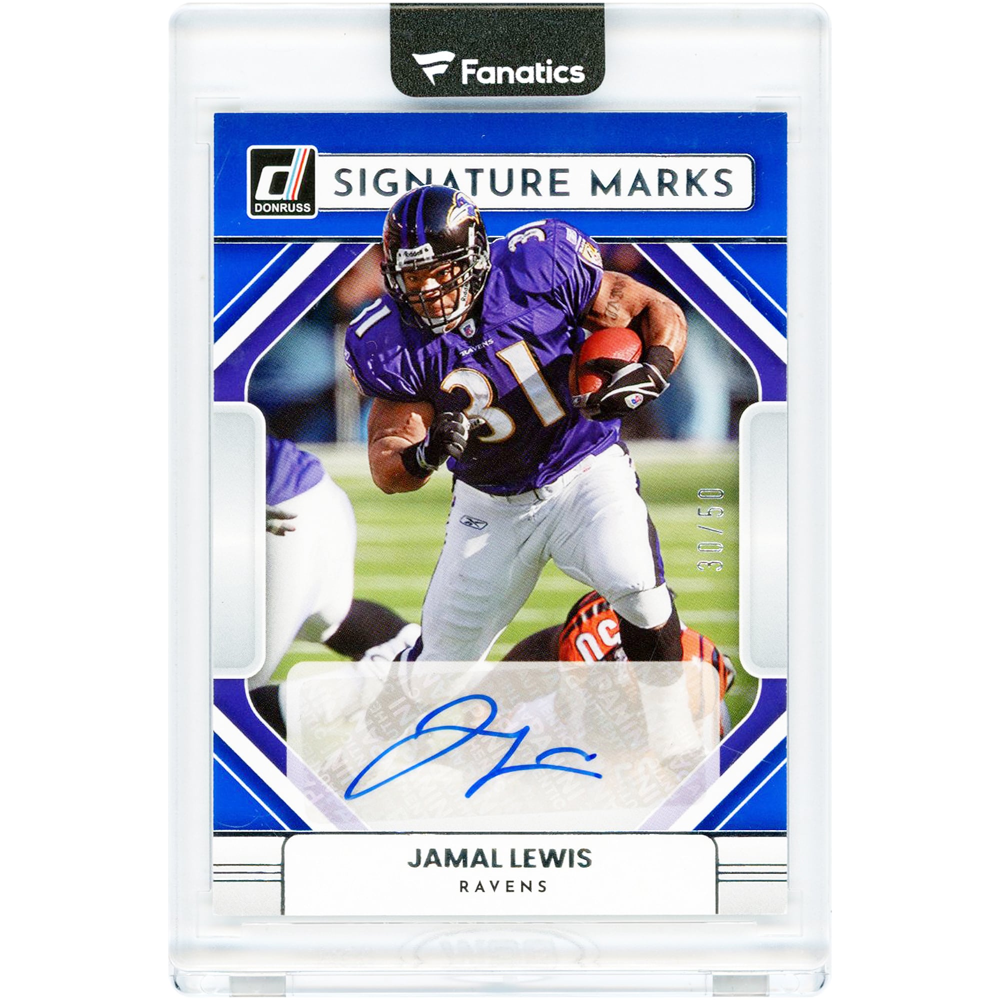 Jamal Lewis Baltimore Ravens Autographed 2022 Panini Donruss Signature Marks #SM-JL #30/50 Card