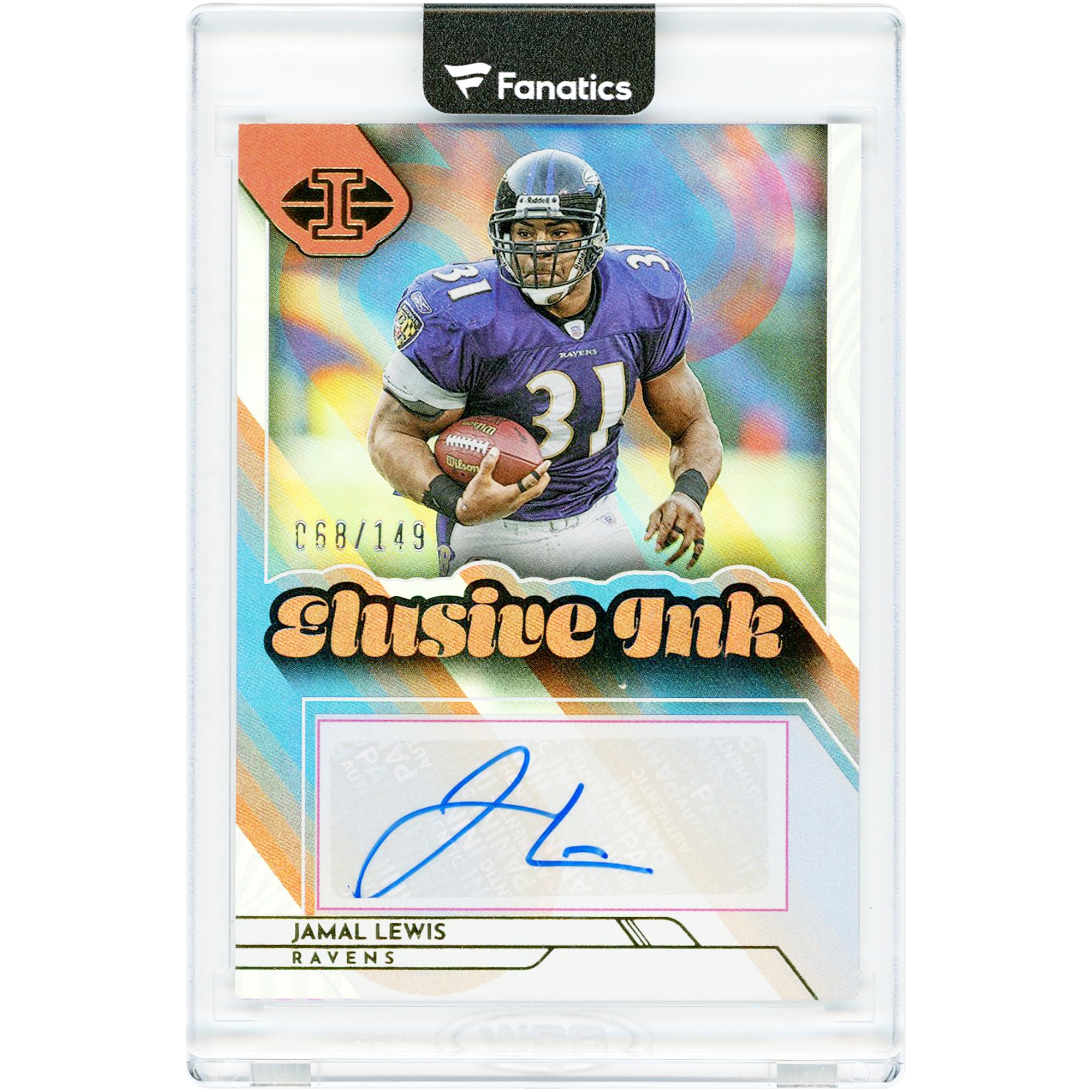 Jamal Lewis Baltimore Ravens Autographed 2022 Panini Illusions Elusive Ink #EI-JL #68/149 Card