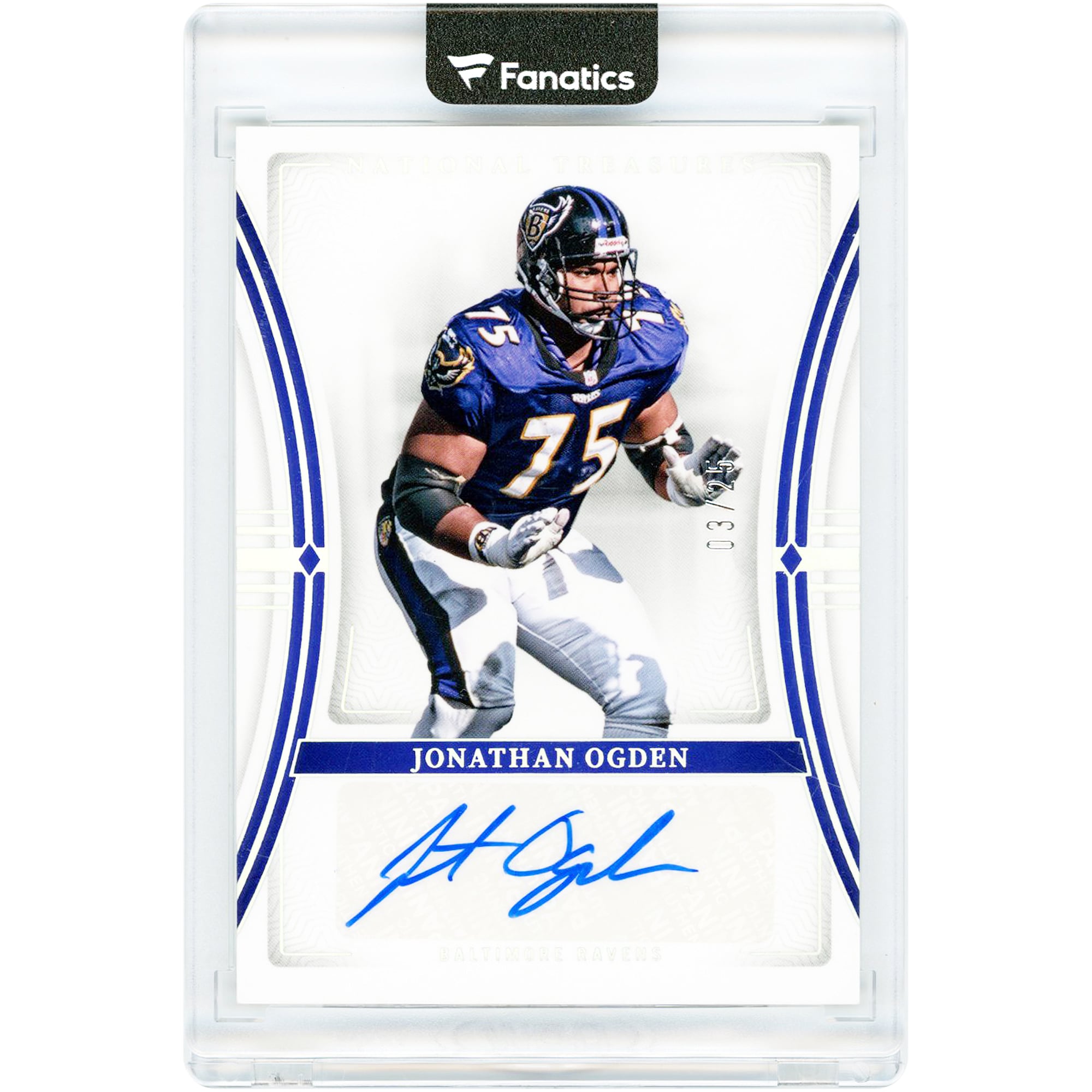 Jonathan Ogden Baltimore Ravens Autographed 2023 Panini National Treasures Holo Silver Signatures #SIG-JON #3/25 Card