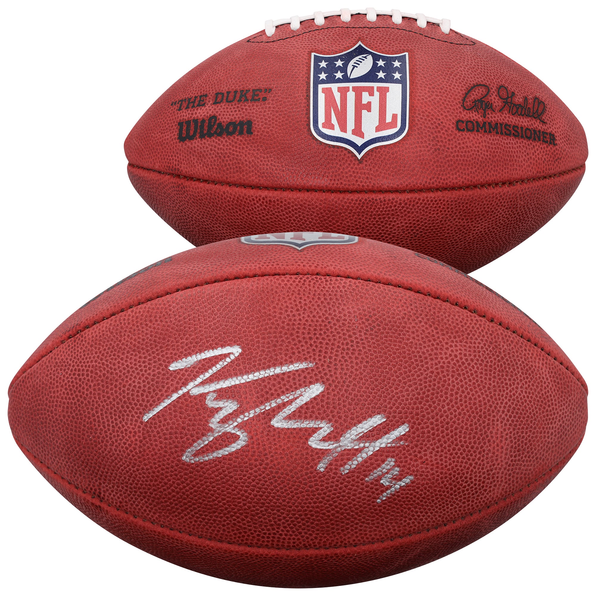 Ballon de football américain Duke en couleur, autographié par Kyle Hamilton (Baltimore Ravens).