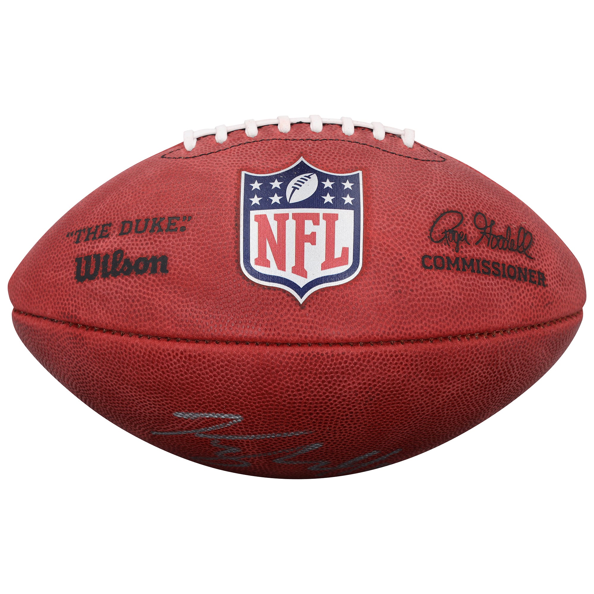 Ballon de football américain Duke en couleur, autographié par Kyle Hamilton (Baltimore Ravens).