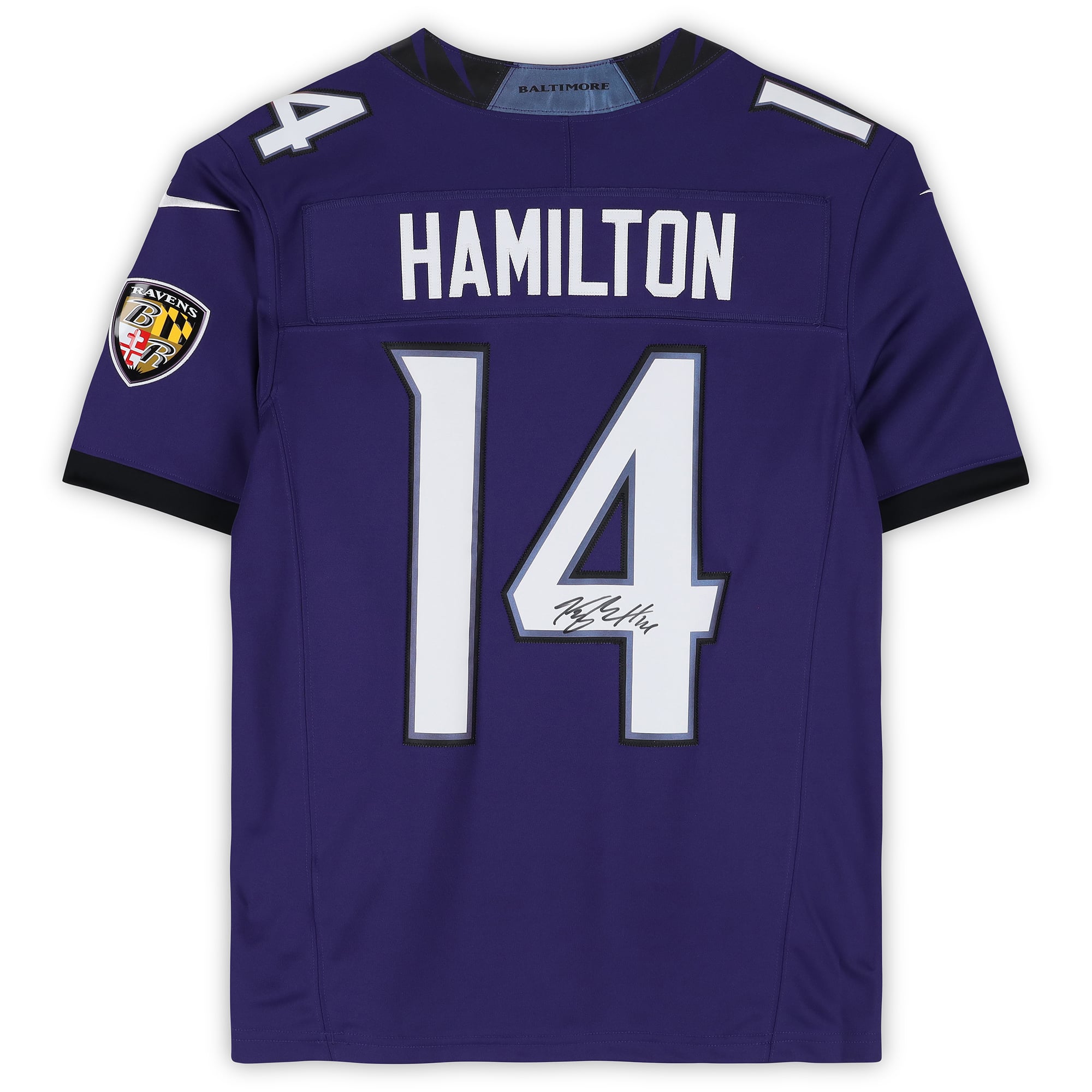 Maillot Nike Vapor F.U.S.E. violet édition limitée 2026 autographié par Kyle Hamilton des Ravens de Baltimore