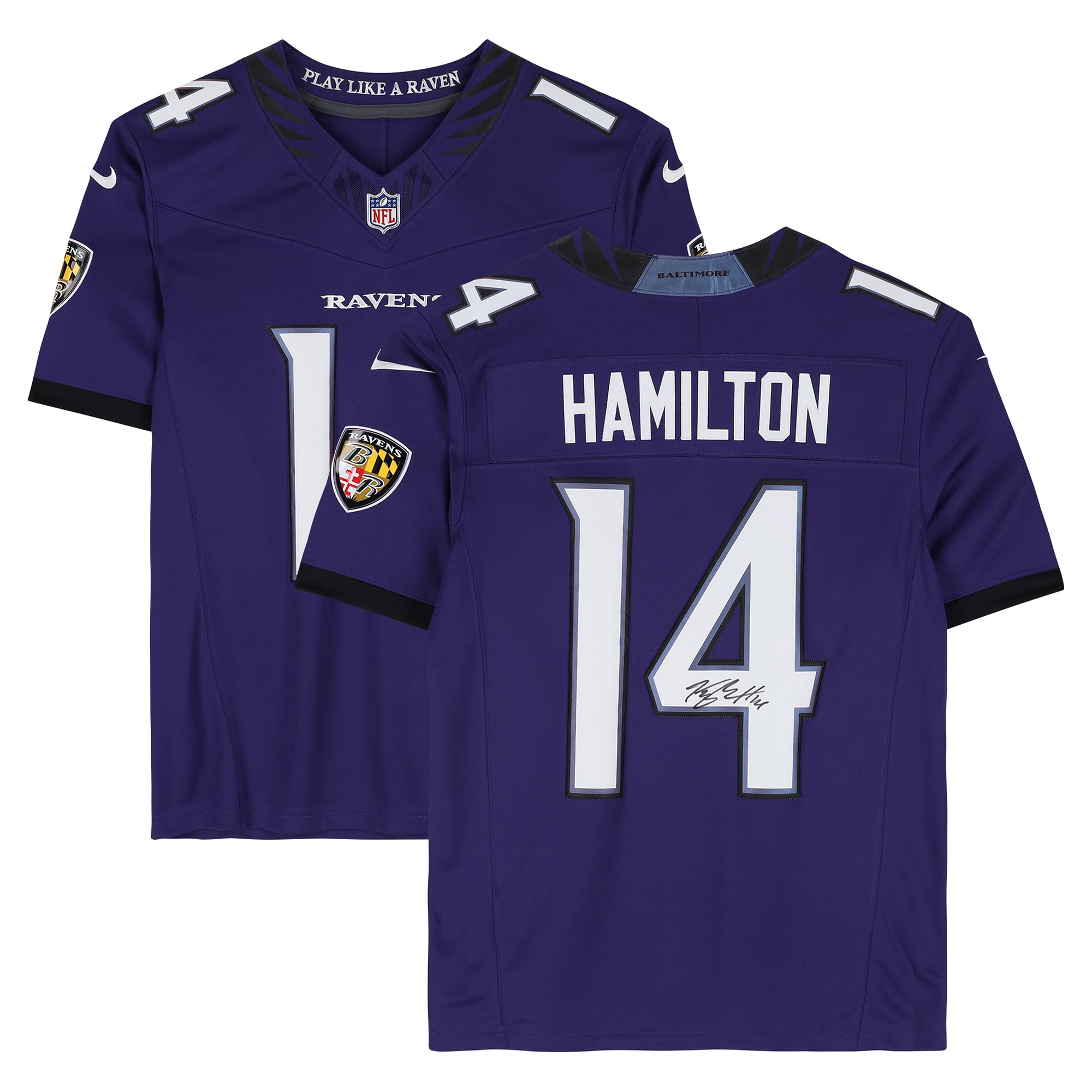 Maillot Nike Vapor F.U.S.E. violet édition limitée 2026 autographié par Kyle Hamilton des Ravens de Baltimore