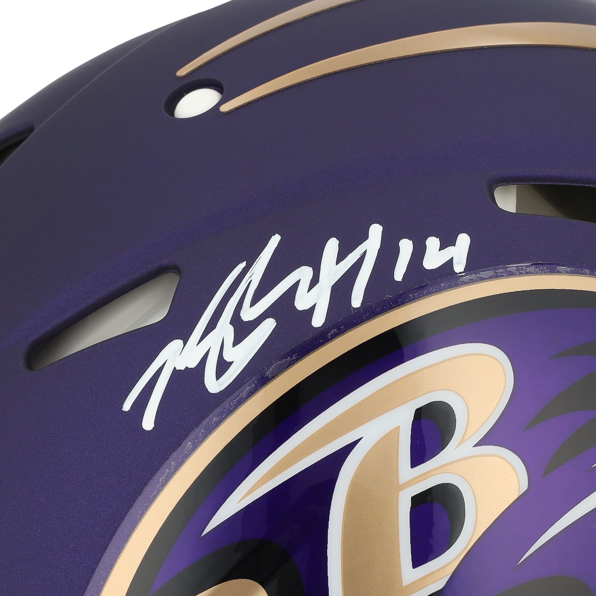 Casque authentique Riddell 2026 violet alternatif Speed ​​autographié par Kyle Hamilton (Baltimore Ravens)