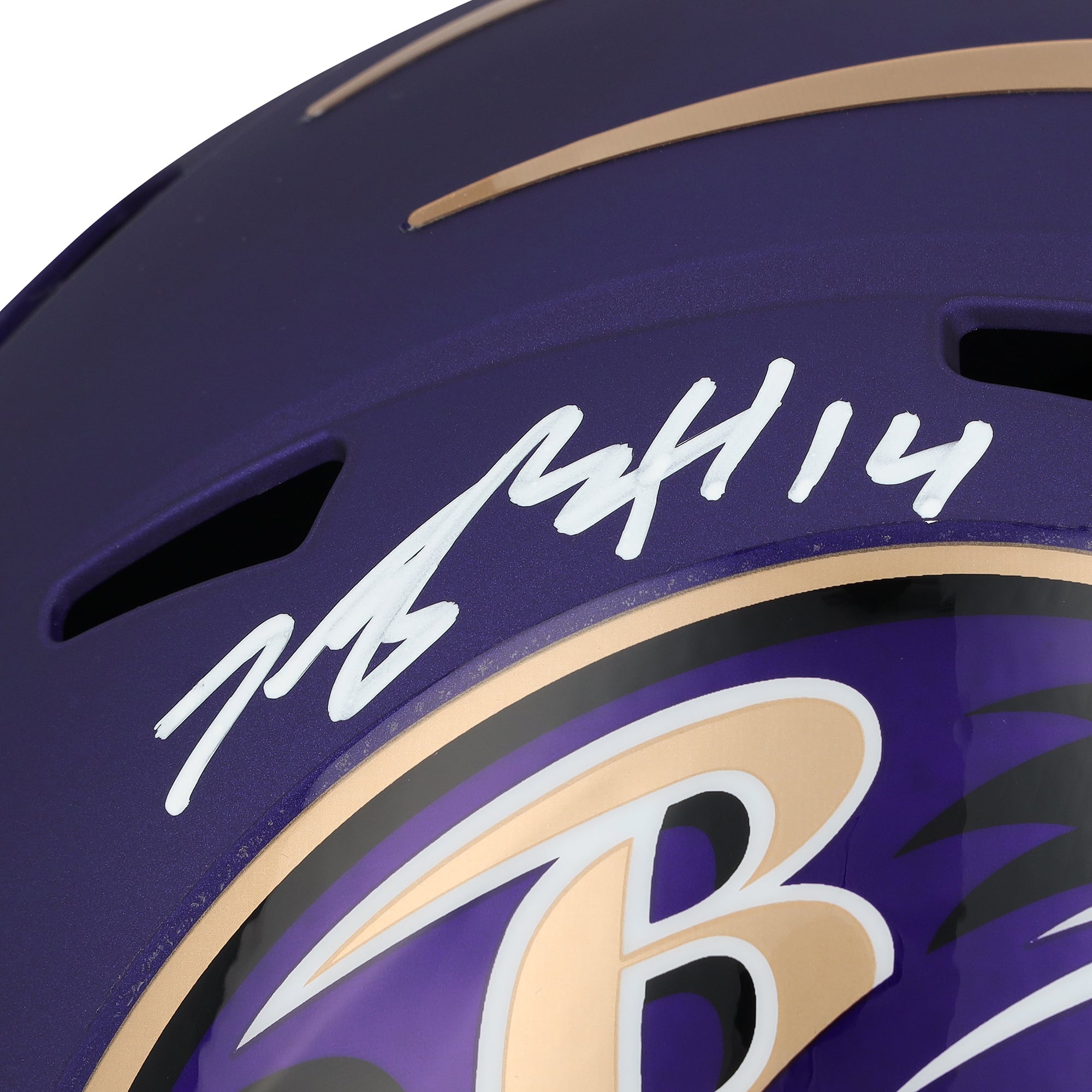 Casque réplique Riddell 2026 violet alternatif des Ravens de Baltimore, autographié par Kyle Hamilton
