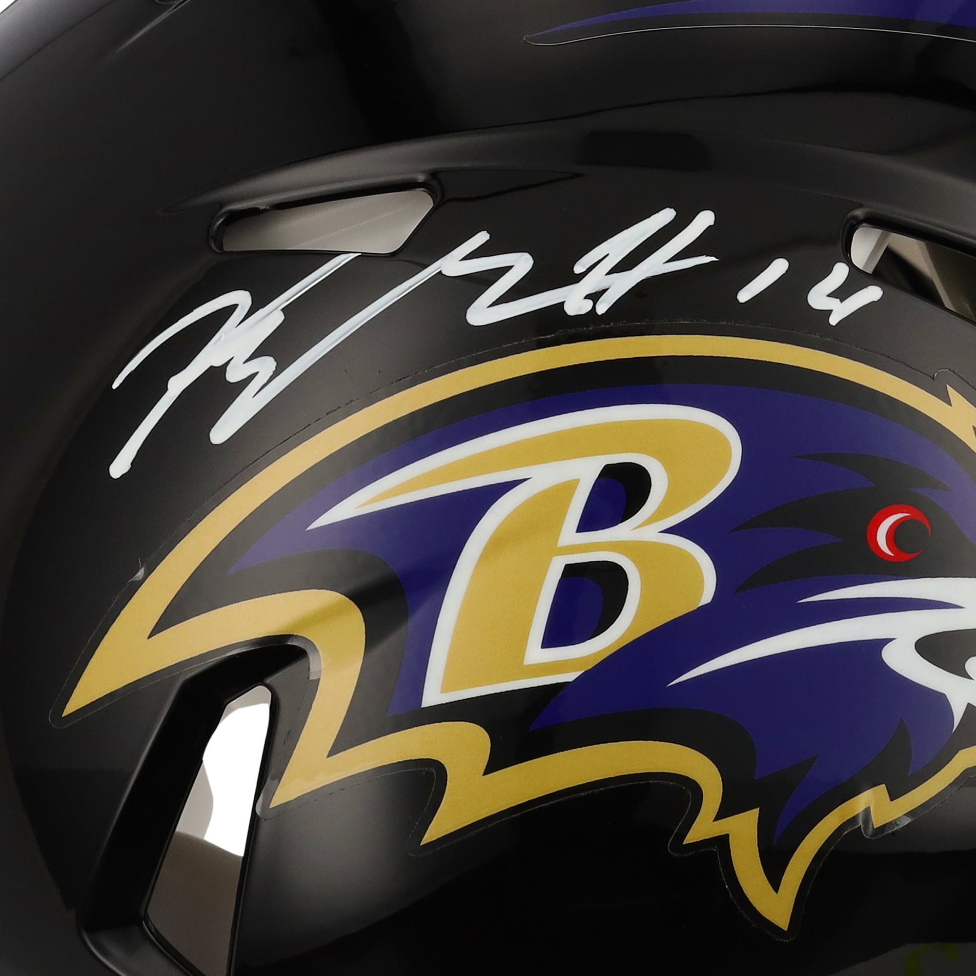 Casque de vitesse authentique autographié par Kyle Hamilton Baltimore Ravens