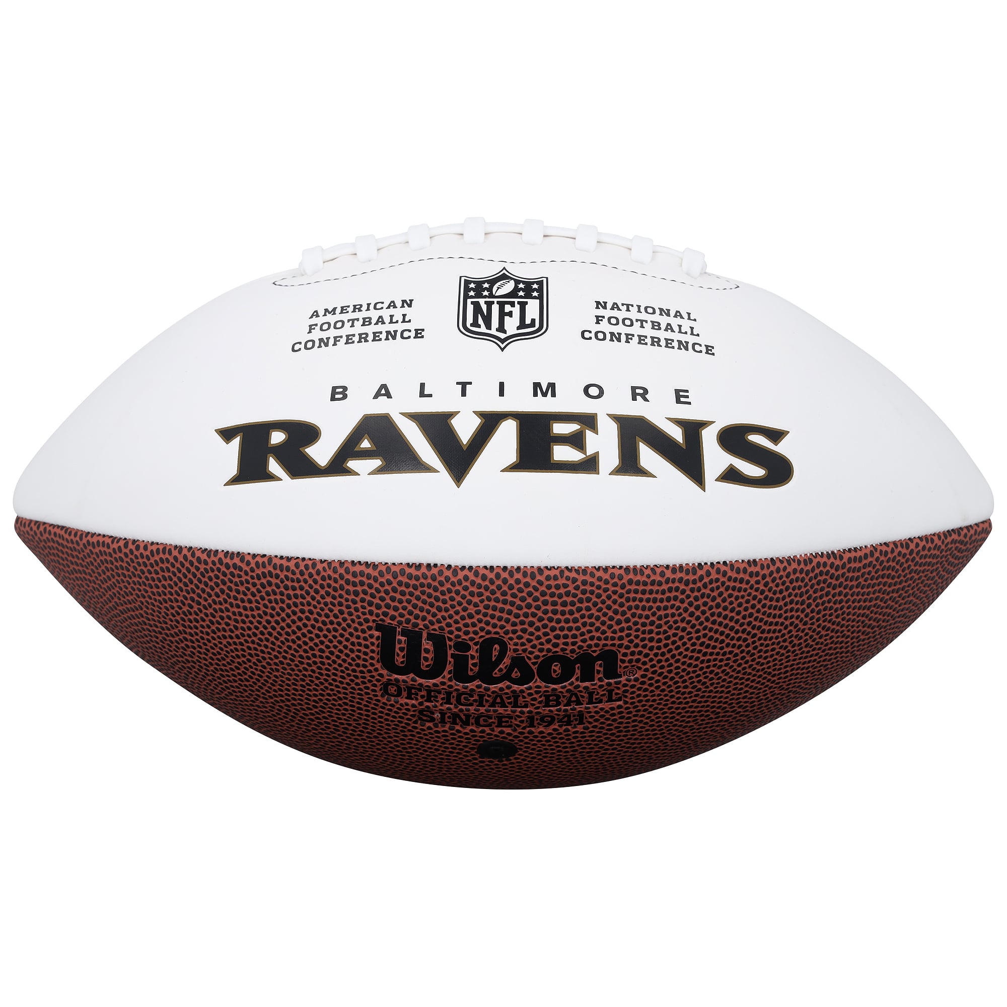 Ballon de football Wilson White Panel autographié par Kyle Hamilton (Baltimore Ravens)