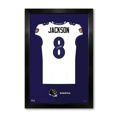 Lamar Jackson Baltimore Ravens 14" x 20" Framed Jersey Art Print