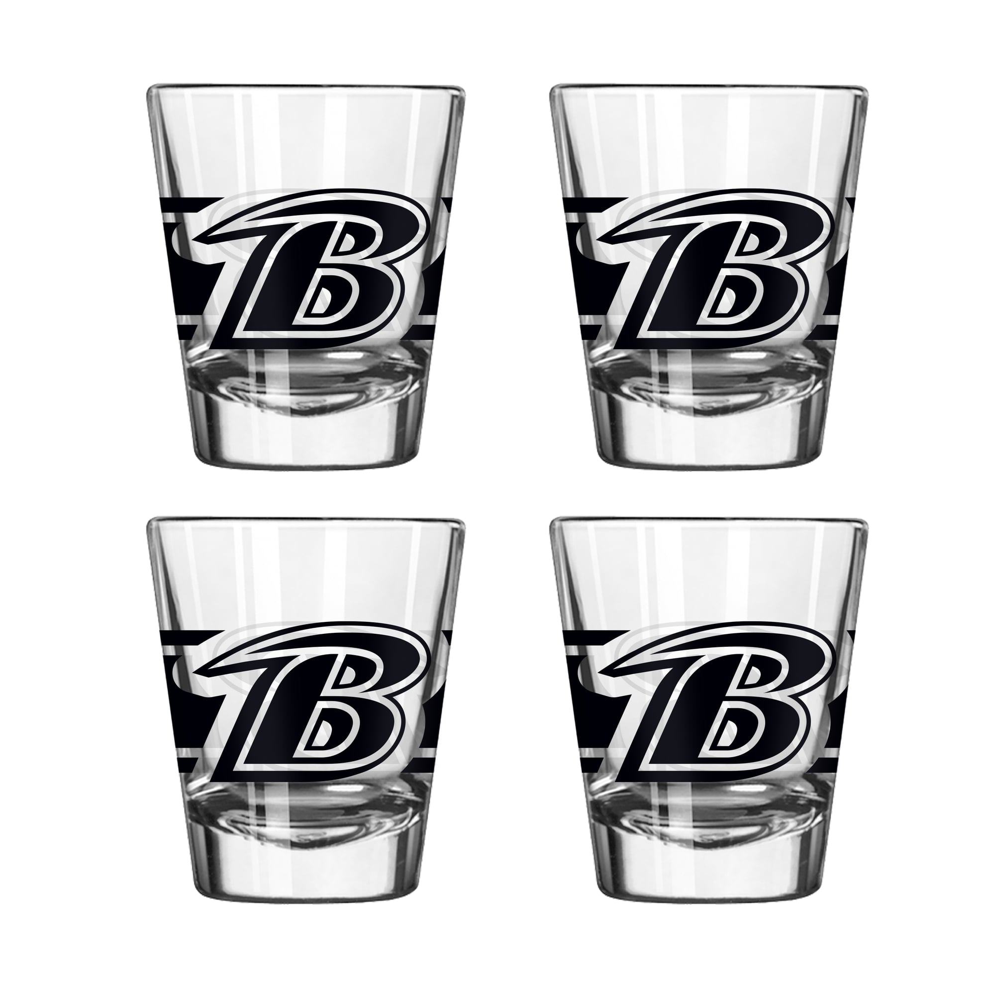 Logo Brands Baltimore Ravens Four-Piece Stripe Shot Glass Set