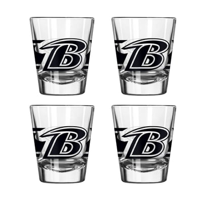 Baltimore Ravens Logo Brands Four-Piece Stripe Shot Glass Set