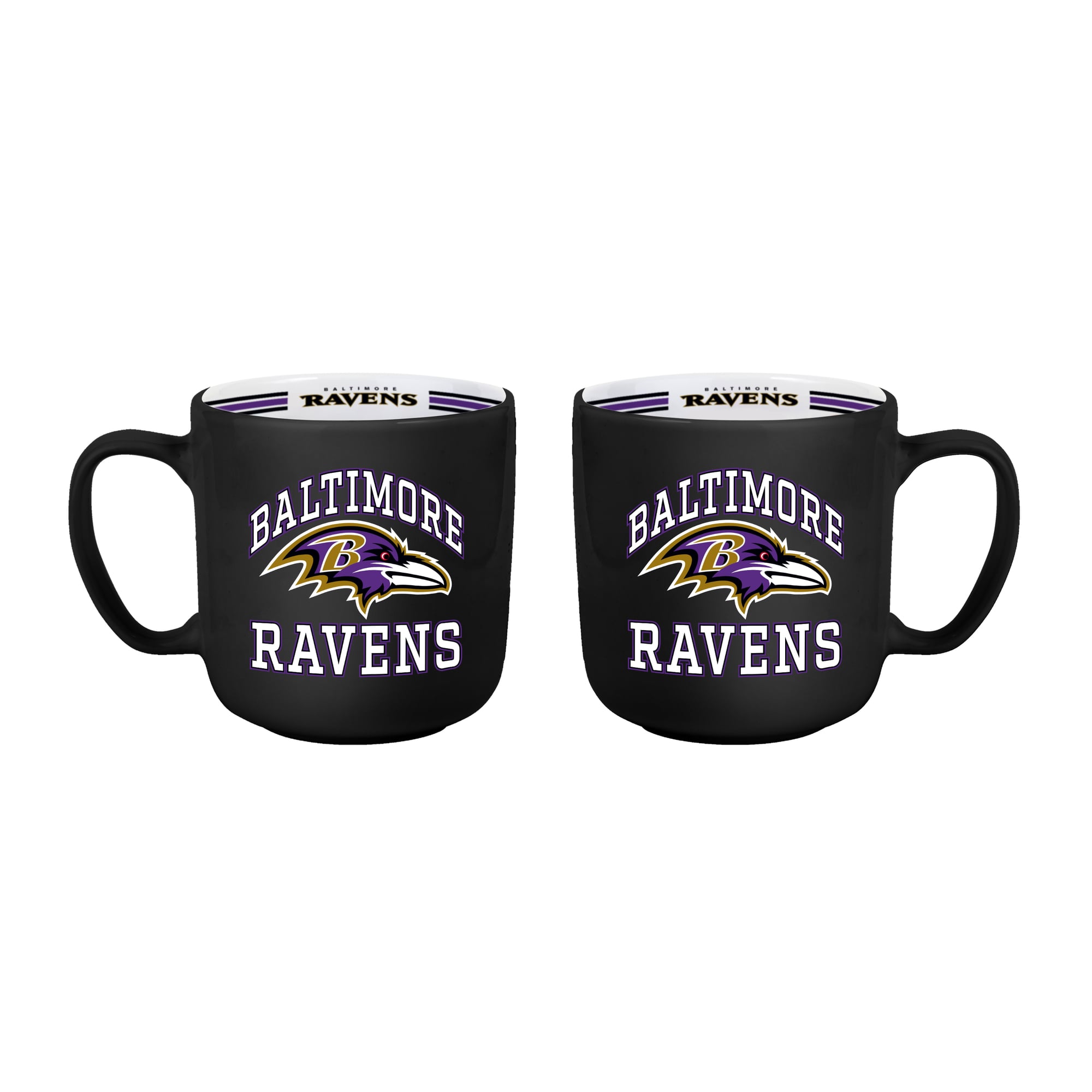 Ensemble de deux tasses rayées de 44 cl (15 oz) Logo Brands Baltimore Ravens