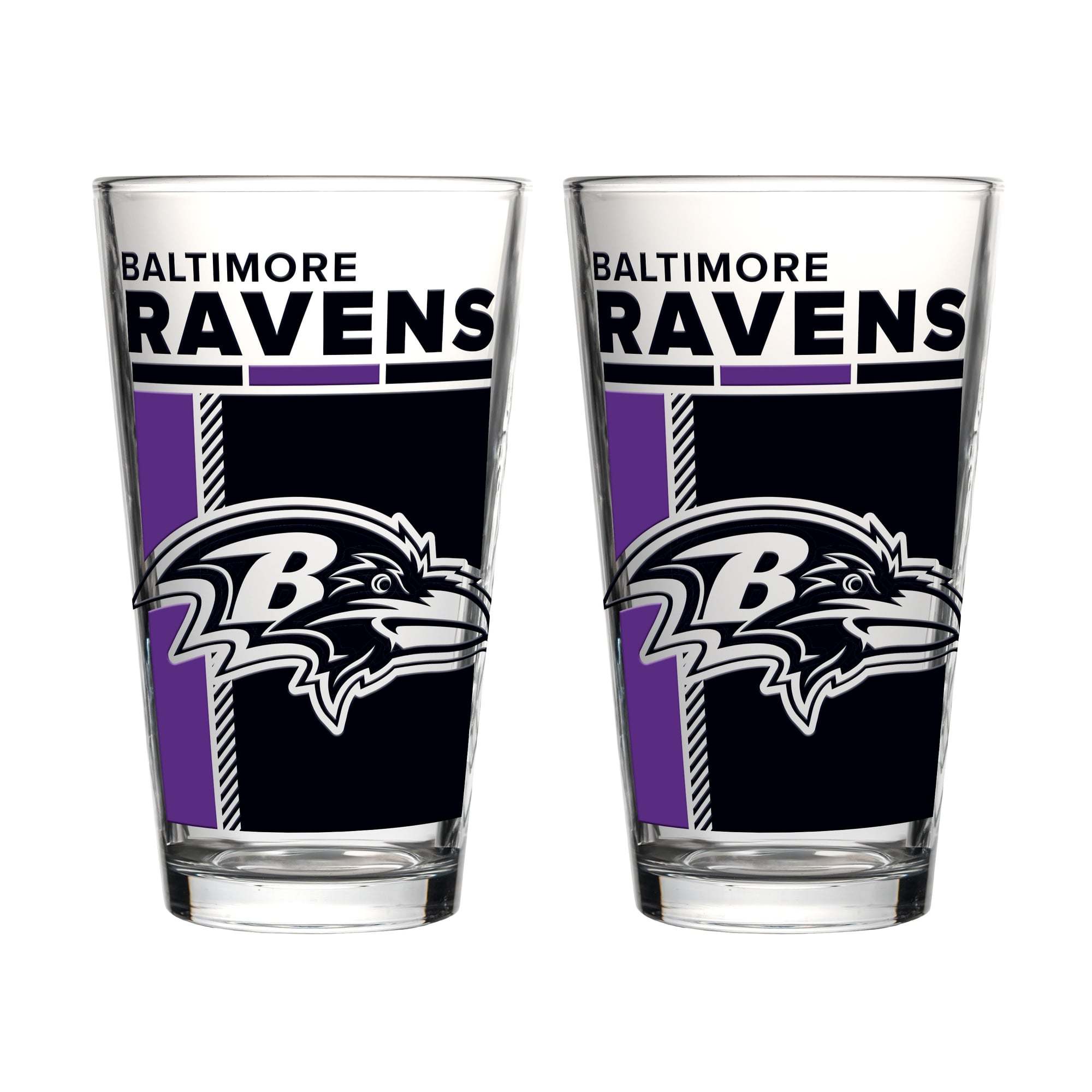 Ensemble de deux verres à bière Logo Brands Baltimore Ravens de 473 ml (16 oz).