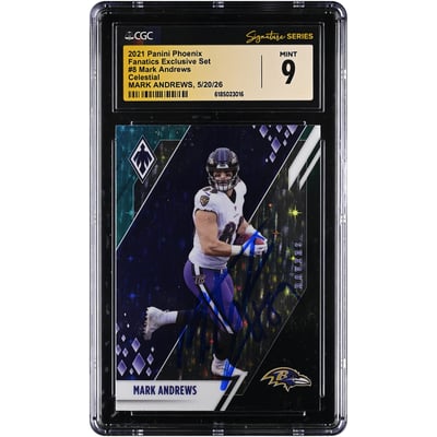Mark Andrews Baltimore Ravens Autographed 2021 Panini Phoenix Celestial #8 CGC Fanatics Witnessed Authenticated Mint 9 Card