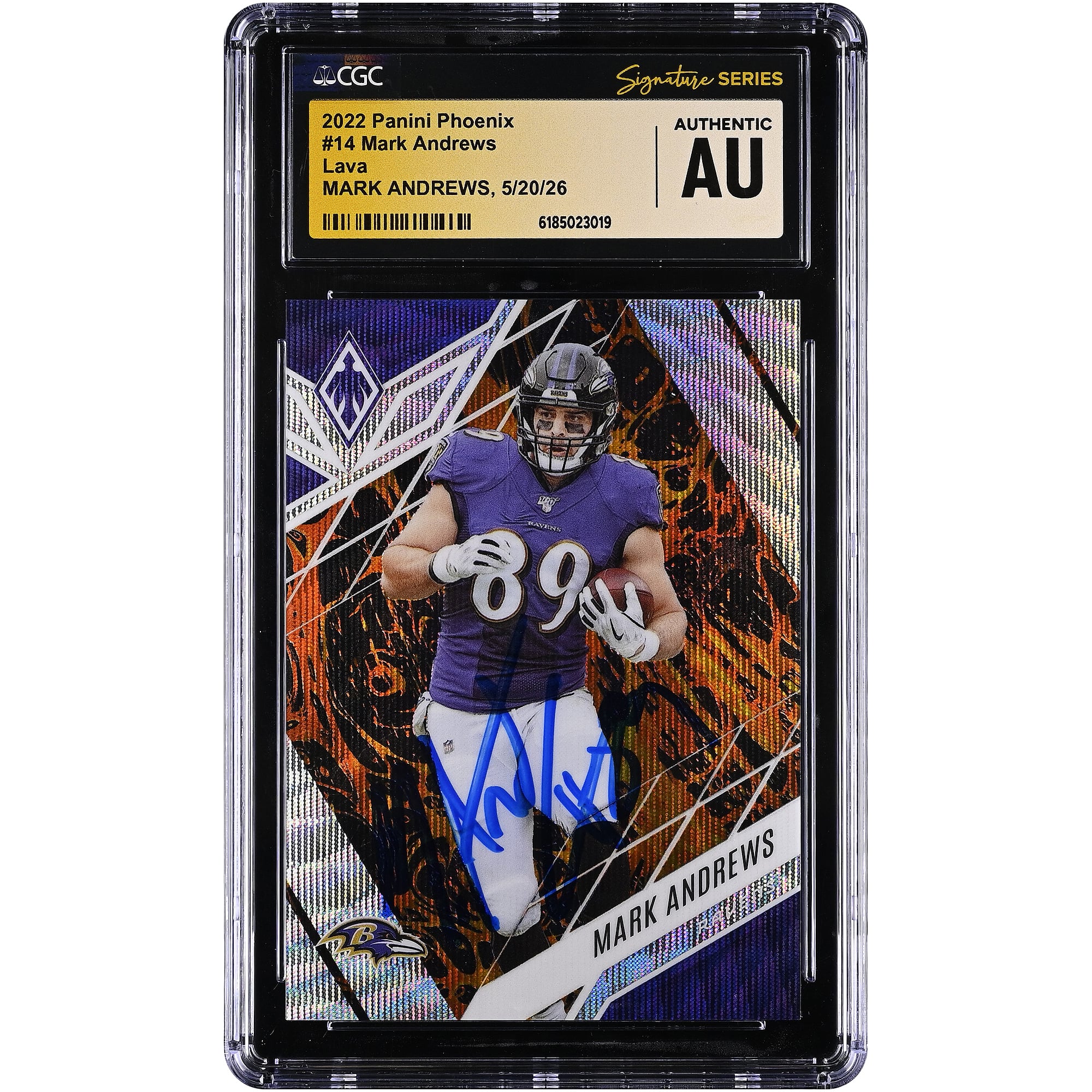 Mark Andrews Baltimore Ravens Autographed 2022 Panini Phoenix Lava #14 #/175 CGC Fanatics Witnessed Authenticated Card