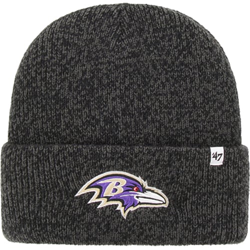 Bonnet à revers noir Baltimore Ravens « Brain Freeze » n° 47 pour homme